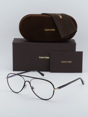 Tom Ford FT5897-B 052 Aviator Eyeglasses 57mm – Havana/Gold/Blue Light Block